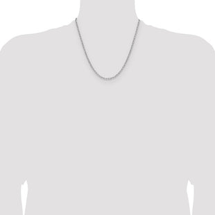 14k White Gold Semi-Solid Beveled Paperclip Chain (Style BC207W-20)