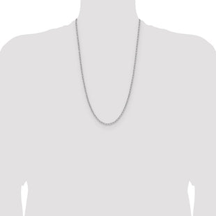 14k White Gold Semi-Solid Beveled Paperclip Chain (Style BC207W-26)