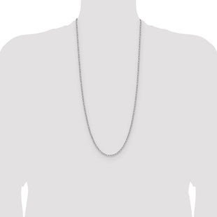 14k White Gold Semi-Solid Beveled Paperclip Chain (Style BC207W-30)