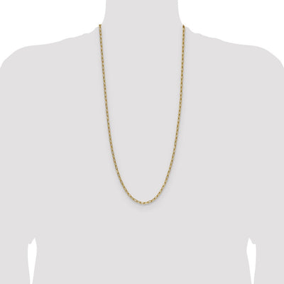 14K Semi-Solid Beveled Paperclip Chain, 7 x 3.7mm