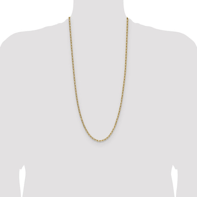 14k Semi-Solid Beveled Paperclip Chain, 7 x 3.7mm