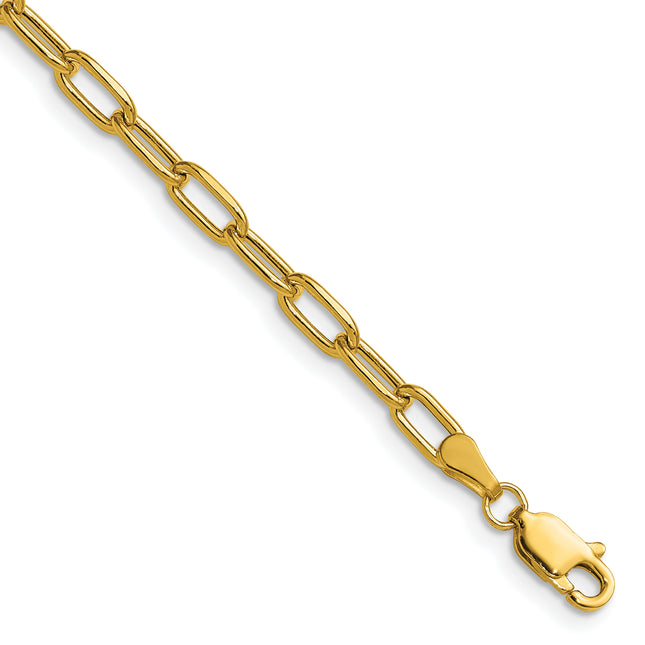 14k Semi-Solid Beveled Paperclip Chain, 7 x 3.7mm