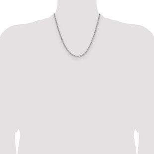 14k White Gold Semi-Solid Beveled Paperclip Chain (Style BC208W-20)