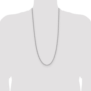 14k White Gold Semi-Solid Beveled Paperclip Chain (Style BC208W-30)