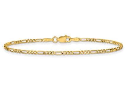 14k Semi-Solid Figaro Chain, 7 x 1.9mm