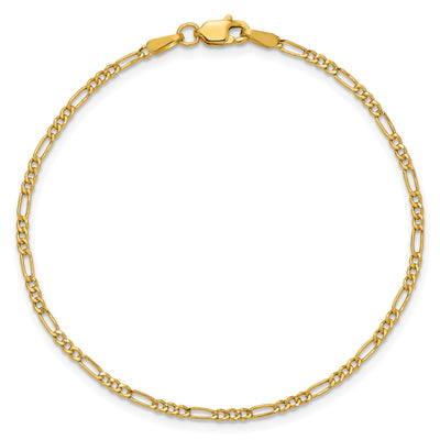 14K Semi-Solid Figaro Chain, 7 x 1.9mm