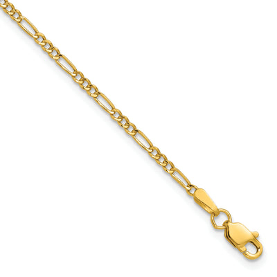 14K Semi-Solid Figaro Chain, 7 x 1.9mm