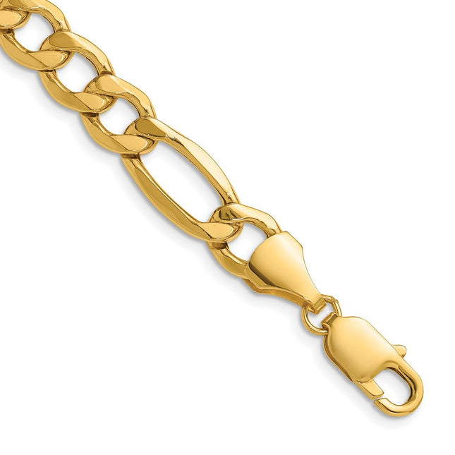 14k Semi-Solid Figaro Chain, 7 x 9.4mm