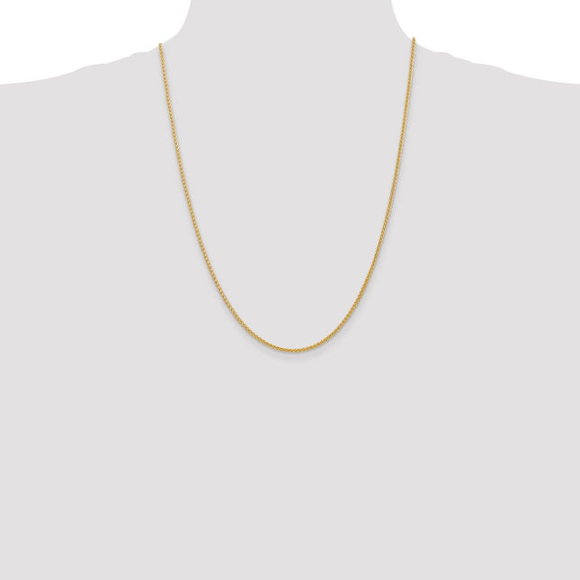 14K Semi-Solid Wheat with Lobster Clasp Anklet, 10 x 2mm