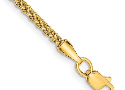 14K Semi-Solid Wheat with Lobster Clasp Anklet, 10 x 2mm