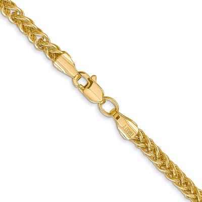 14K Semi-Solid 3-Wire Wheat with Lobster Clasp Chain, 16 x 2.6mm