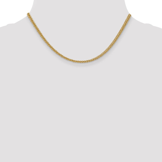 14K Semi-Solid 3-Wire Wheat with Lobster Clasp Chain, 16 x 2.6mm