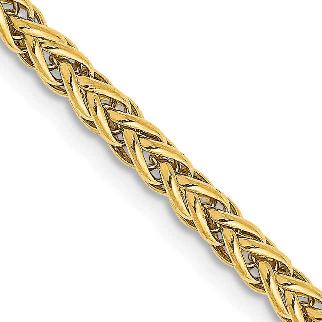 14K Semi-Solid 3-Wire Wheat with Lobster Clasp Chain, 16 x 2.6mm