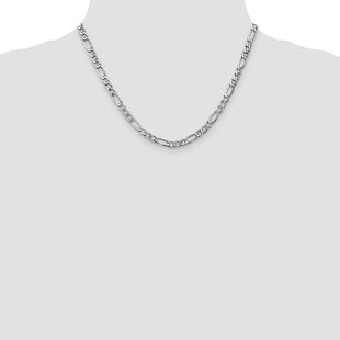 14K White Gold Semi-Solid Figaro with Lobster Clasp Chain (Style BC92-18)