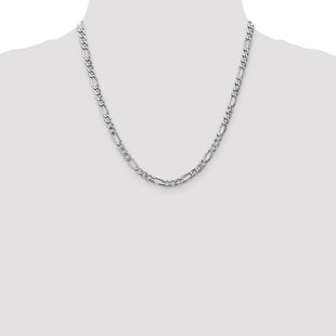 14K White Gold Semi-Solid Figaro with Lobster Clasp Chain (Style BC92-20)
