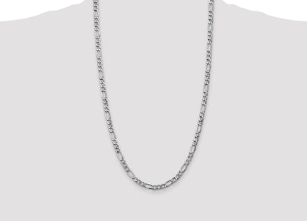 14K White Gold Semi-Solid Figaro with Lobster Clasp Chain (Style BC92-26)
