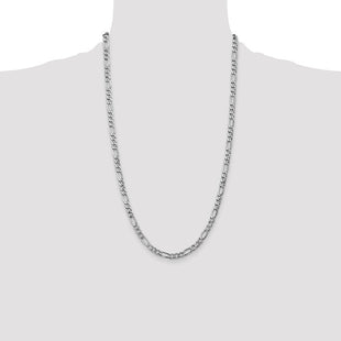 14K White Gold Semi-Solid Figaro with Lobster Clasp Chain (Style BC92-26)