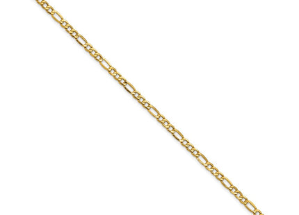 14K Semi-Solid Figaro with Lobster Clasp Bracelet (Style BC93-7)