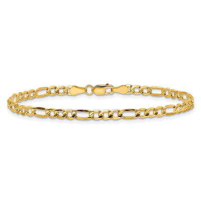 14K Semi-Solid Figaro with Lobster Clasp Bracelet, 7 x 3.5mm