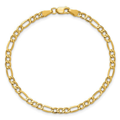 14K Semi-Solid Figaro with Lobster Clasp Bracelet, 7 x 3.5mm