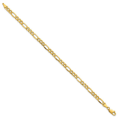 14K Semi-Solid Figaro with Lobster Clasp Bracelet, 7 x 4.2mm