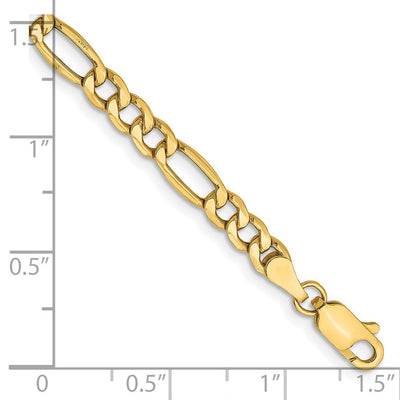 14K Semi-Solid Figaro with Lobster Clasp Bracelet, 7 x 4.2mm