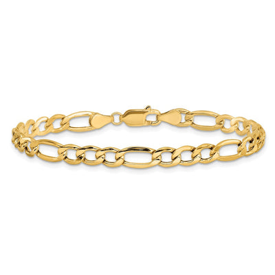 14K Semi-Solid Figaro with Lobster Clasp Bracelet, 7 x 5.75mm