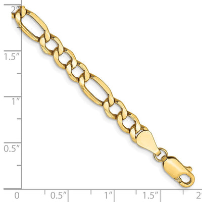 14K Semi-Solid Figaro with Lobster Clasp Bracelet, 7 x 5.75mm
