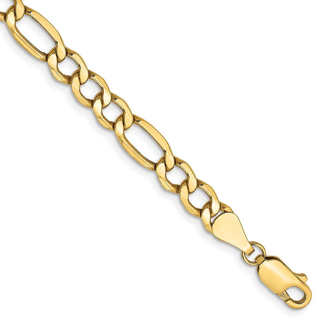 14K Semi-Solid Figaro with Lobster Clasp Bracelet, 7 x 5.75mm