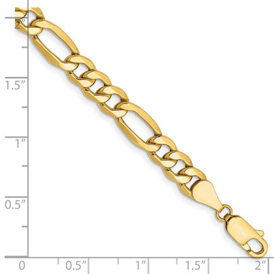 14K Semi-Solid Figaro with Lobster Clasp Bracelet, 7 x 6.25mm