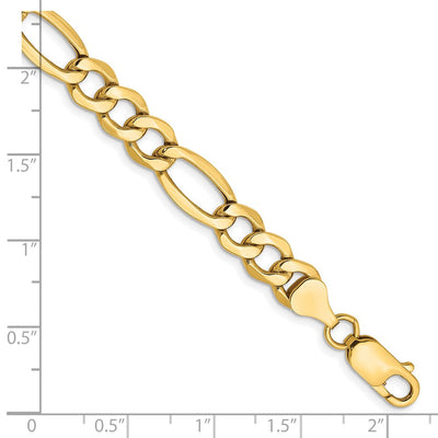 14K Semi-Solid Figaro with Lobster Clasp Bracelet, 7 x 7.3mm