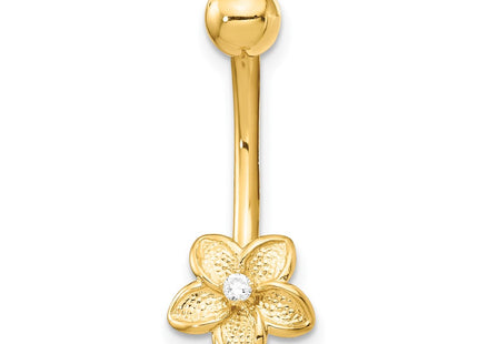 14K gold cubic zirconia flower ring, another view