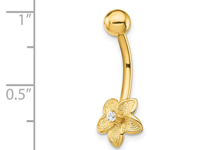 14K gold cubic zirconia flower ring, further view
