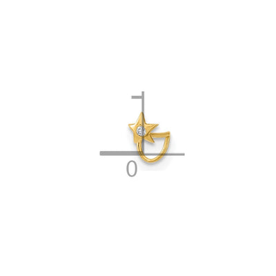 14K 22 Gauge Star with CZ Nose Ring Body Jewelry