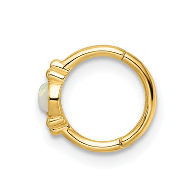 14K 18 Gauge Created Opal Cartilage Ring