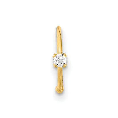 14K 20 Gauge CZ Hoop Nose Ring Body Jewelry
