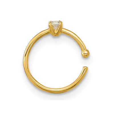 14K 20 Gauge CZ Hoop Nose Ring Body Jewelry