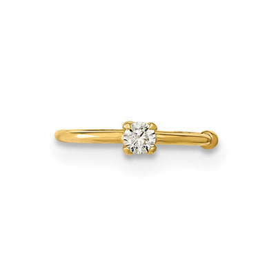 14K 20 Gauge CZ Hoop Nose Ring Body Jewelry