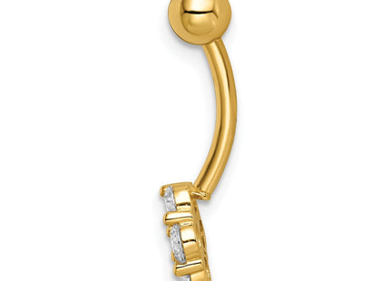 14k 14 Gauge CZ Flower Belly Ring (Style BD216)