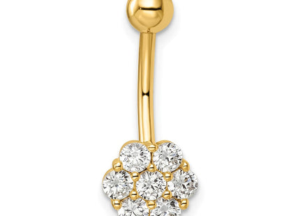 14k 14 Gauge CZ Flower Belly Ring (Style BD216)