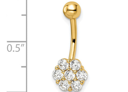 14k 14 Gauge CZ Flower Belly Ring (Style BD216)