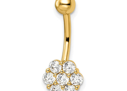 14k 14 Gauge CZ Flower Belly Ring (Style BD216)