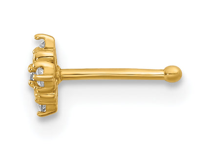 14K 20 Gauge Polished CZ Nose Stud