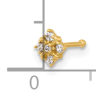14K 20 Gauge Polished CZ Nose Stud