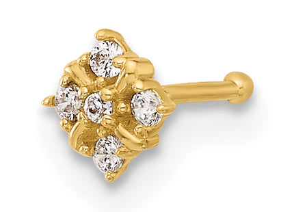 14K 20 Gauge Polished CZ Nose Stud