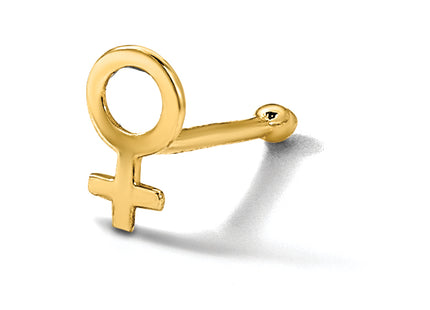 14K 20 Gauge Polished Female Symbol Nose Stud