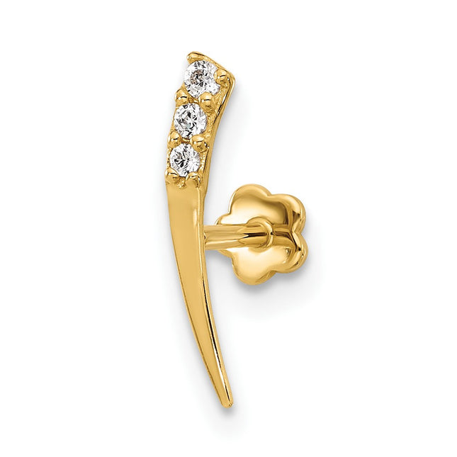 14K gold cubic zirconia labret
