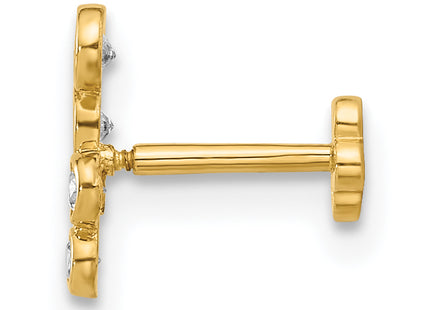 14K 18 Gauge Polished CZ Cartilage Body Jewelry