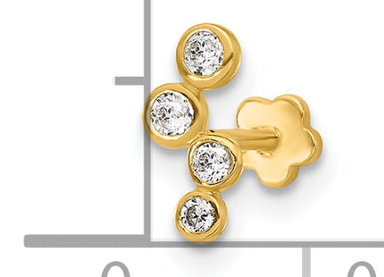 14K 18 Gauge Polished CZ Cartilage Body Jewelry