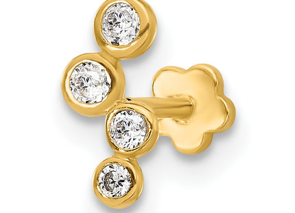 14K 18 Gauge Polished CZ Cartilage Body Jewelry